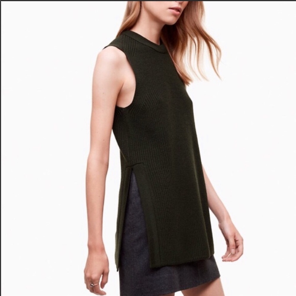 Wilfred Olive Green Sleeveless Ribbed Tunic Top
